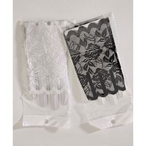 NEW 2 pair Lace Fingerless Gloves Black and White Classic Trendy